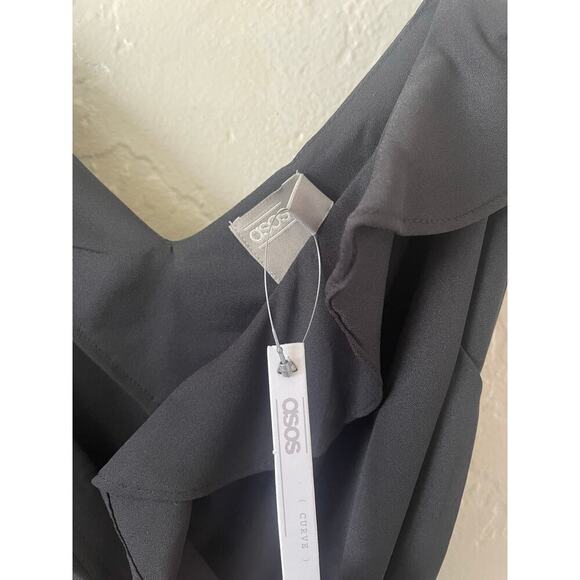 NWT ASOS Curve Strappy Ruffle Mini Dress Wrap Dress Adjustable LBD Dainty Plus - Picture 3 of 10